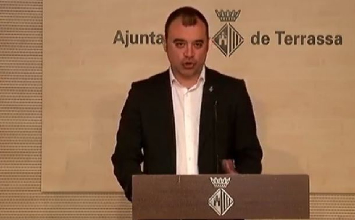 L'alcalde de Terrassa, Jordi Ballart, durant la roda de premsa virtual d'aquest dimecres.