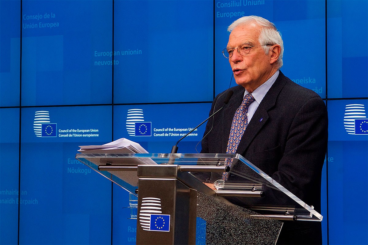 Borrell, a la roda de premsa posterior a la reunió de ministres d'Exteriors de la UE, a Brussel·les