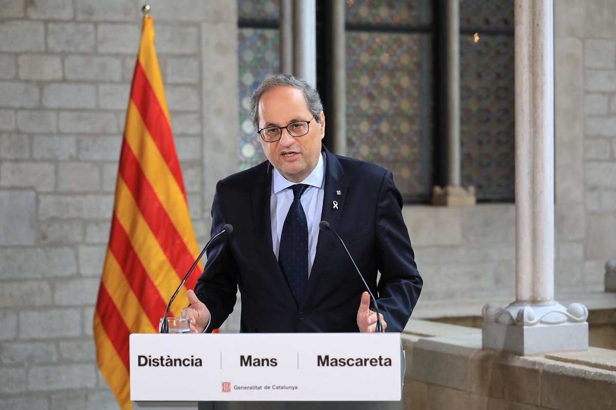 El president Quim Torra, aquest dimarts des del Palau de la Generalitat