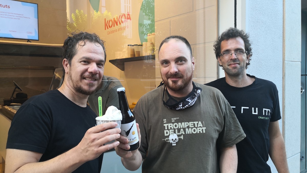 ordi Pastells, Marc Rodellas i Jordi Escriche han sumat sinergies per crear el gelat de cervesaBirrum