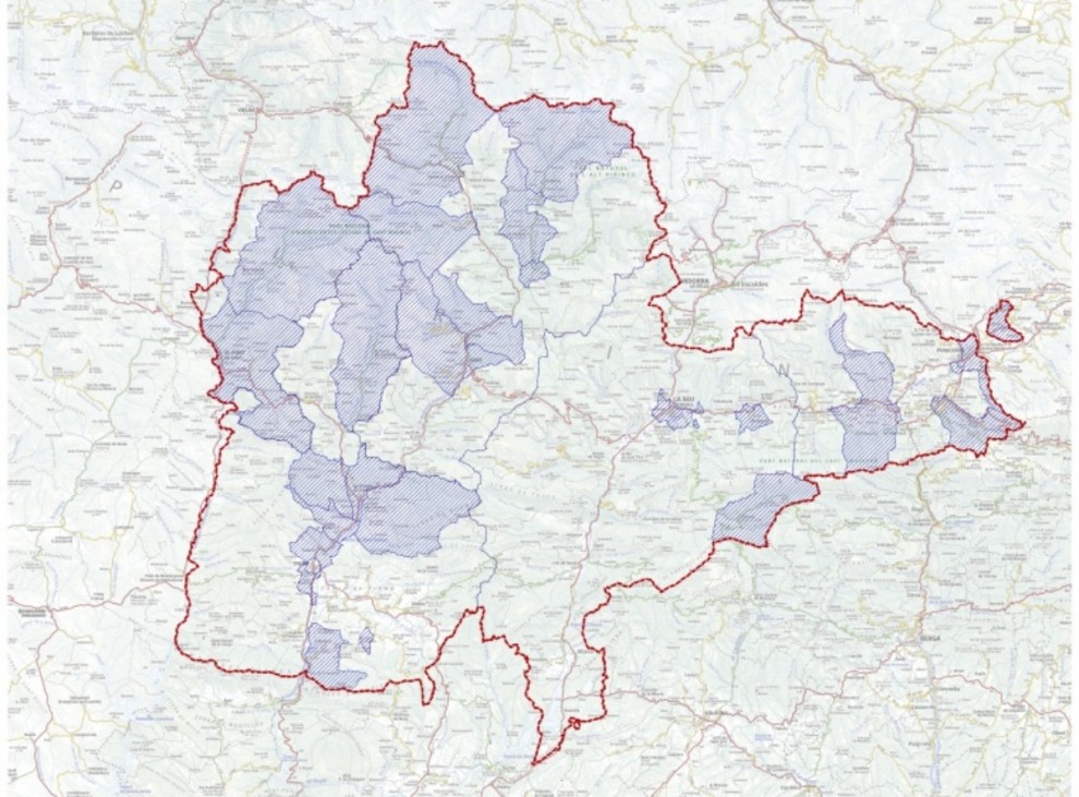 Mapa dels municipis de l'Alt Pirineu amb els sòls urbans revisats 