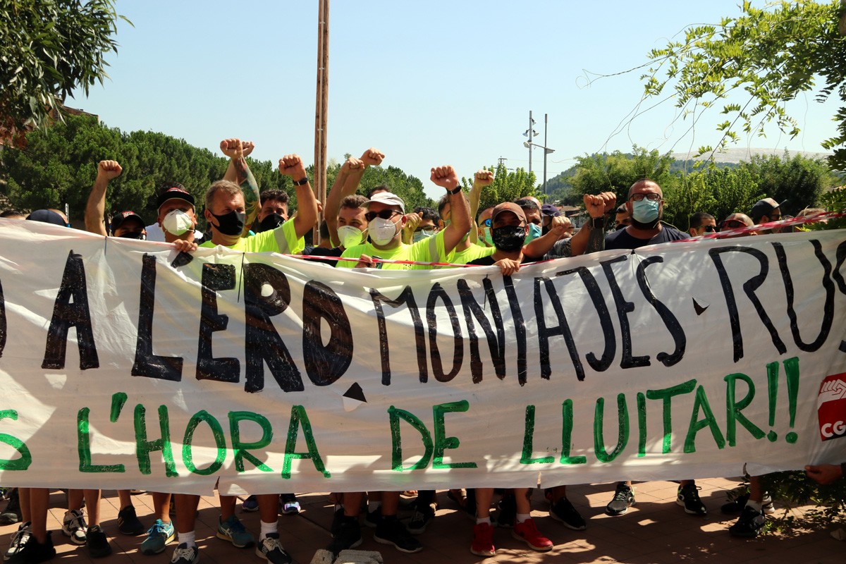 Miners durant la protesta del 28 de juliol