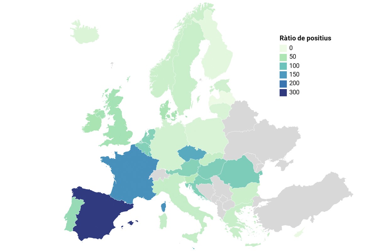 Mapa d'Europa de la incidència del coronavirus