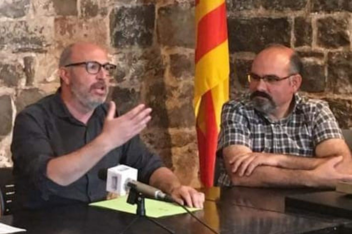 Jordi Falip -a la dreta-, amb l'alcalde de Santpedor, Xavi Codina