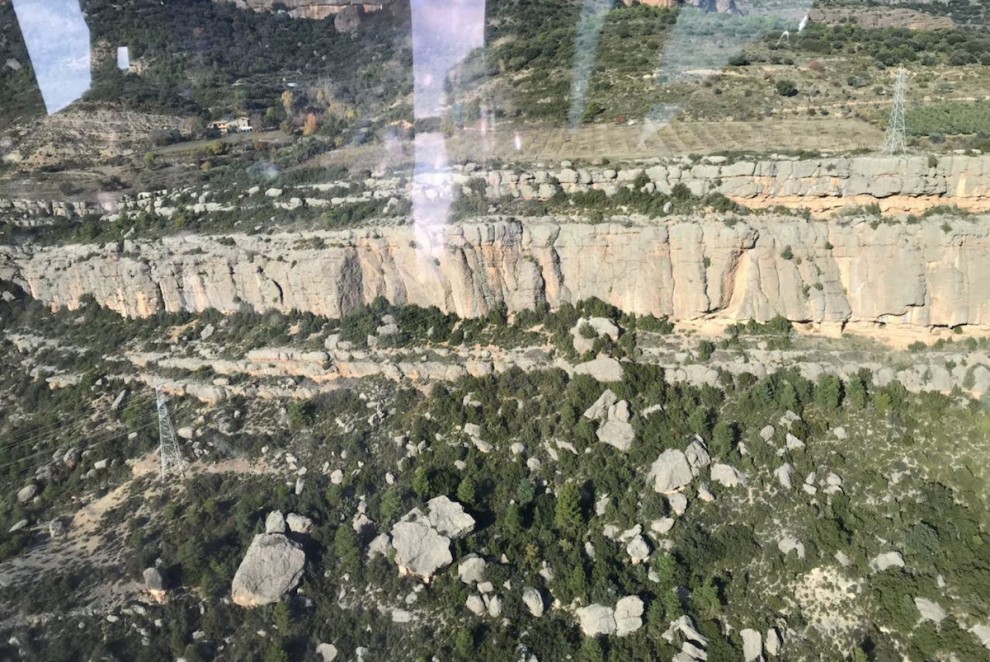 Imatge de les parets de Gramuntill on va tenir lloc l’accident