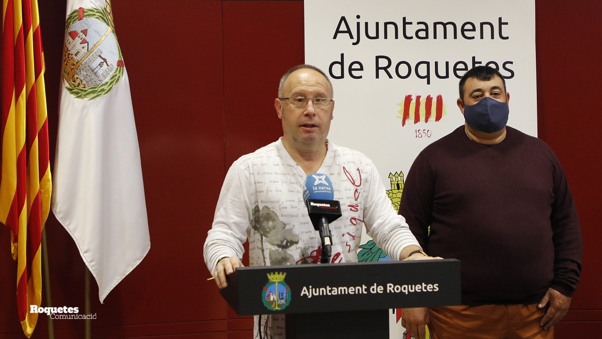El regidor de Cultura i Festes Sisco Ollé i el President del Patronat de Festes, Juan Carlos Sangres han presentat els actes nadalencs 2020 a Roquetes