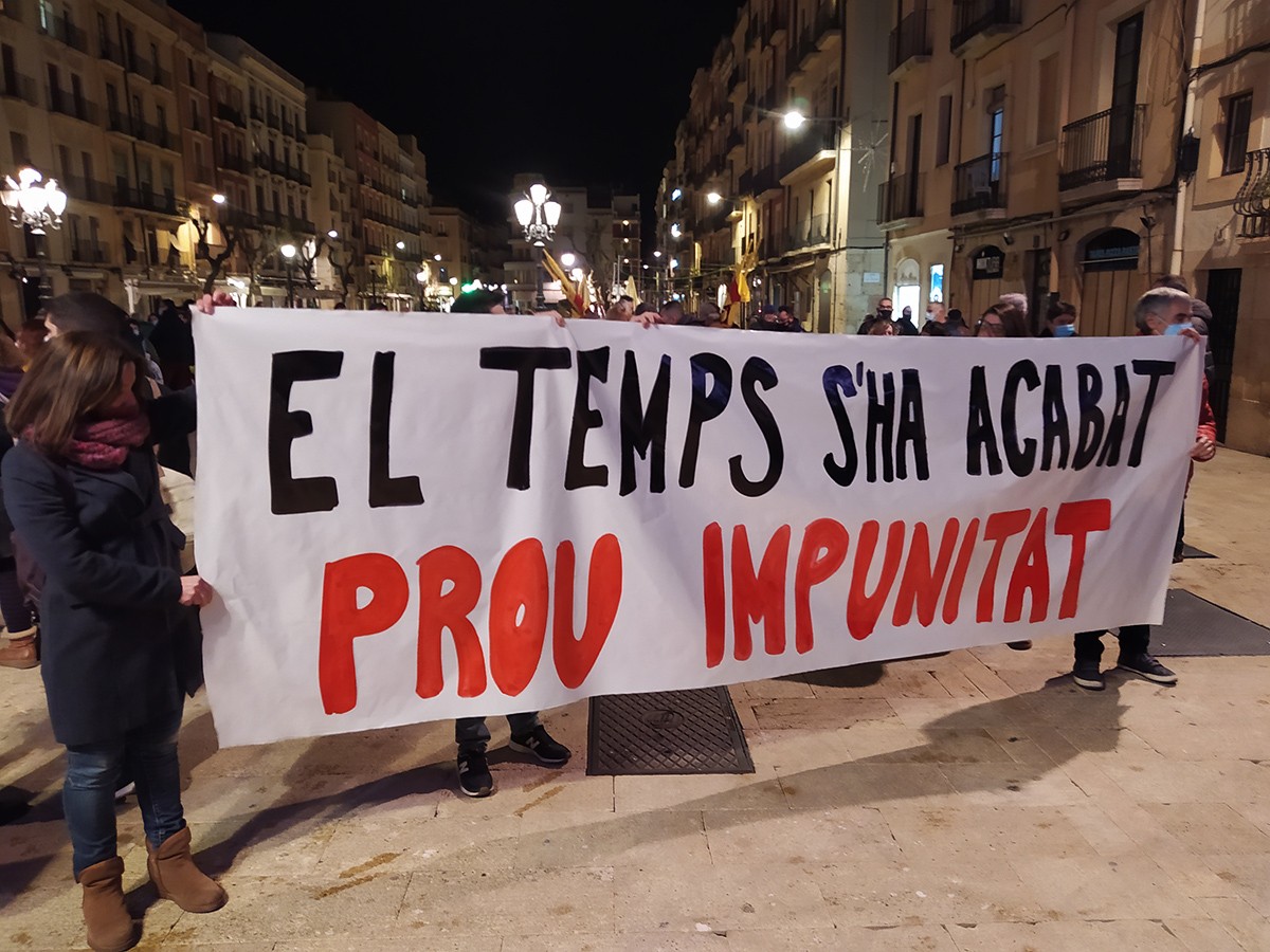 Imatge d'arxiu d'una pancarta en una manifestació reclamant seguretat a Tarragona.