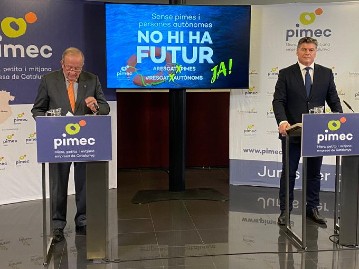 Josep González i Antoni Cañete, president i secretari general de Pimec, aquest dimecres.