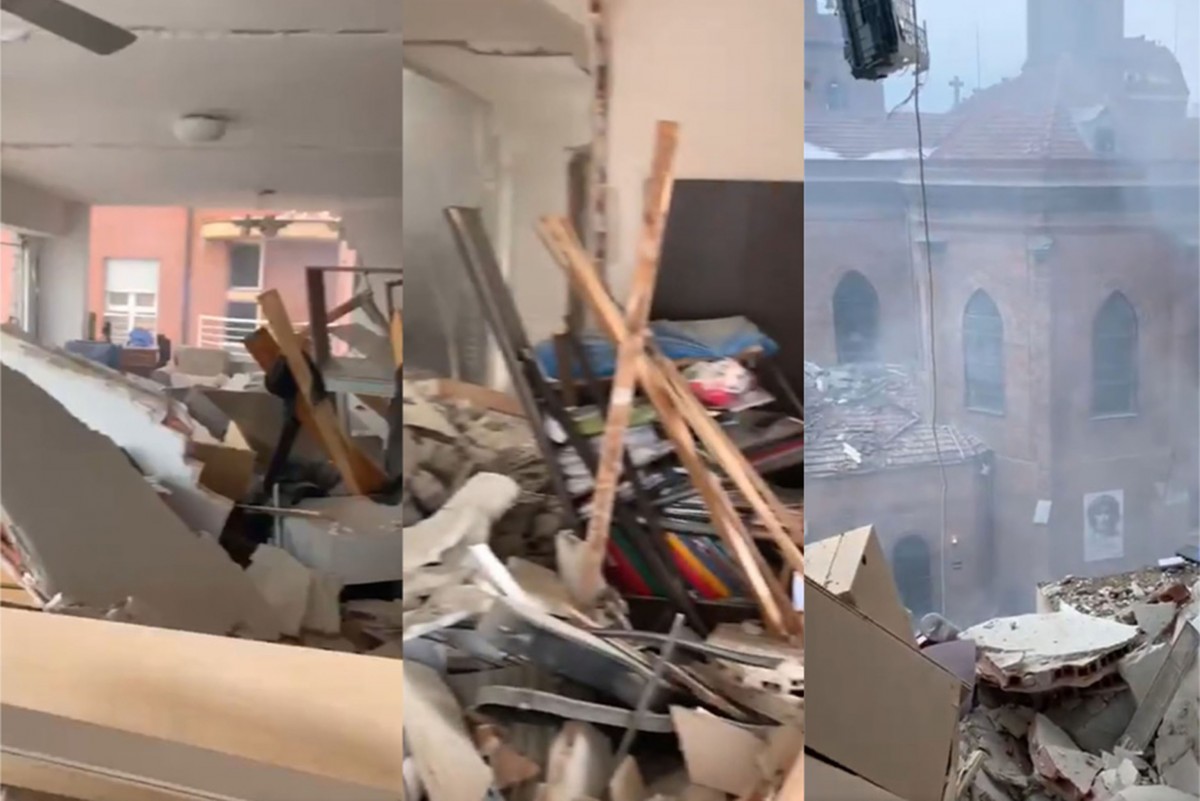 El sacerdot Matías Ernesto va gravar un vídeo de les restes de l'edifici des de la cinquena planta