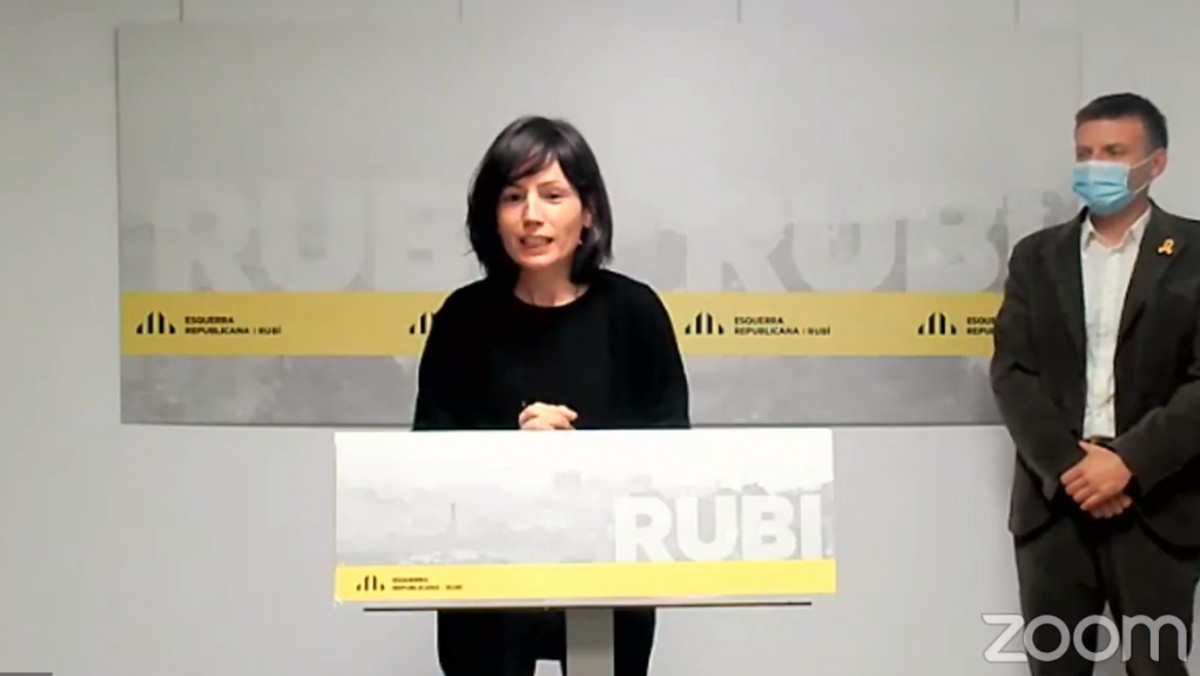 Montse Soler, en una roda de premsa d'ERC a Rubí