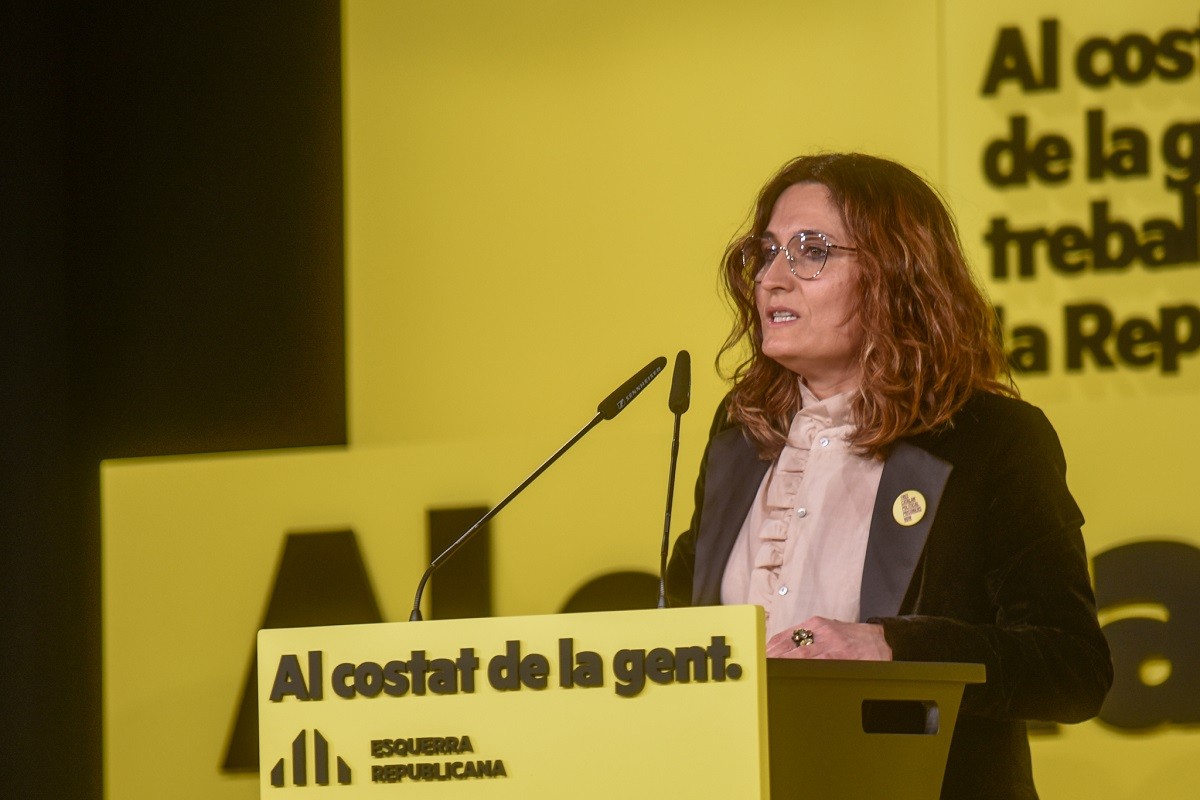 La número dos de la candidatura d'ERC, Laura Vilagrà, en un míting a Terrassa
