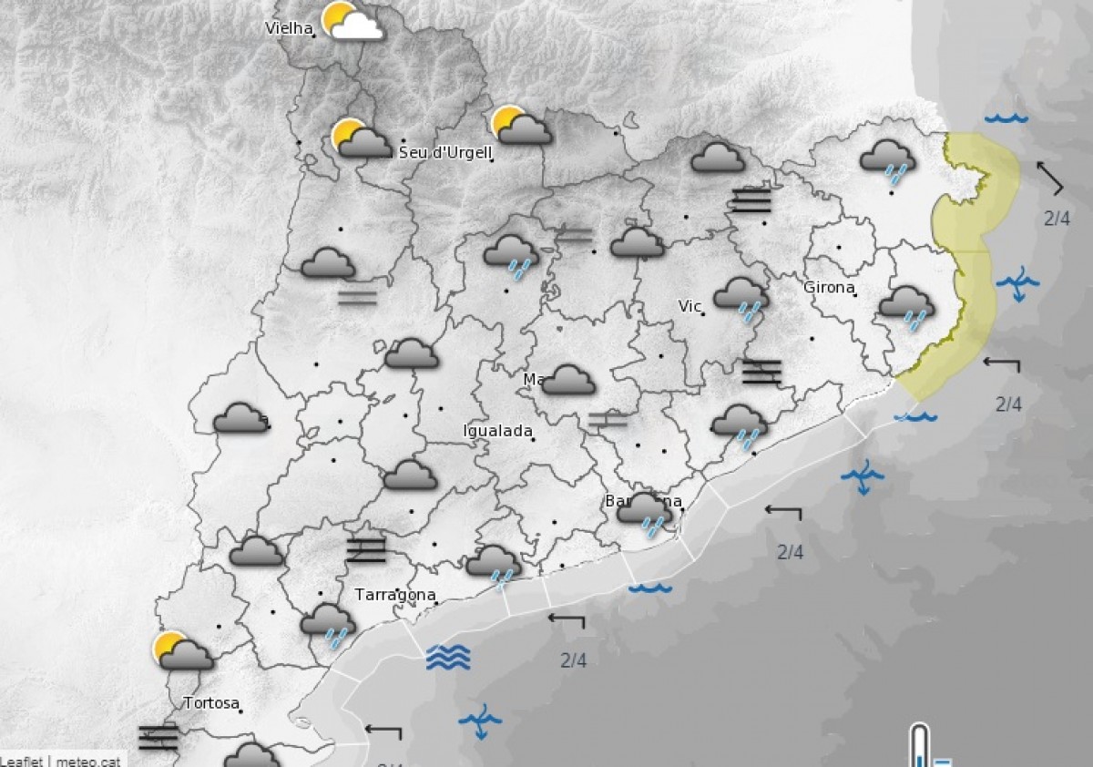 La previsió per diumenge del Servei Metereològic de Catalunya