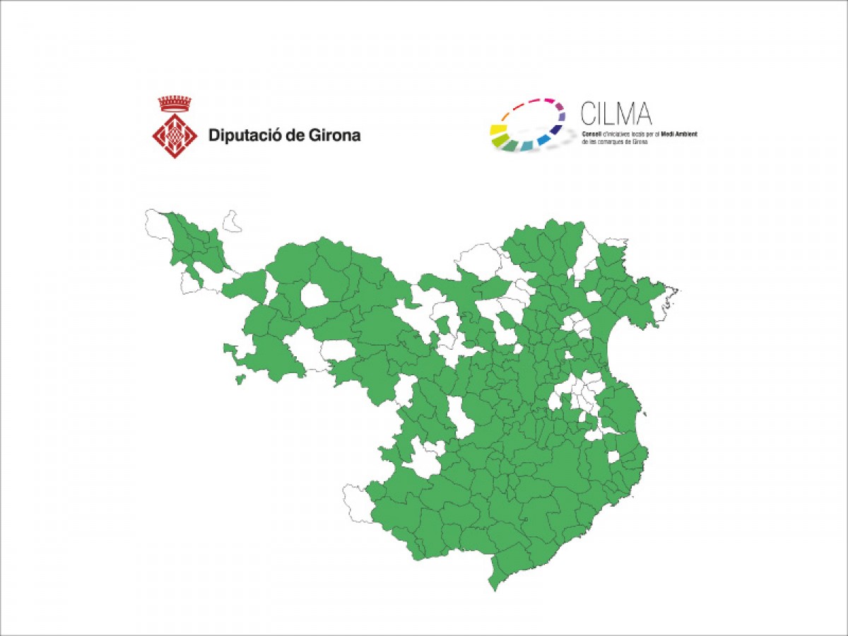 En verd, tots els municipis adscrits al CILMA de les comarques gironines.