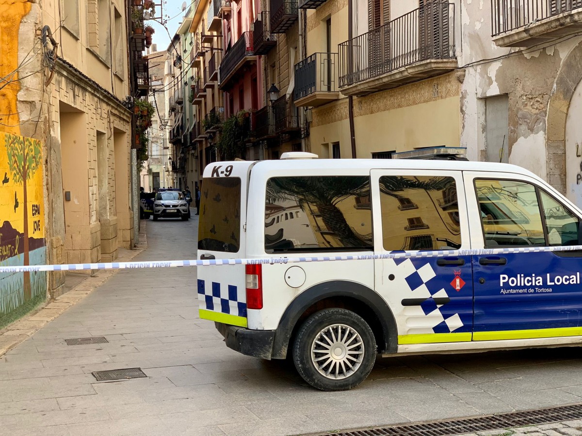 Imatge de l'operatiu policial al carrer Gil de Frederic, a Tortosa