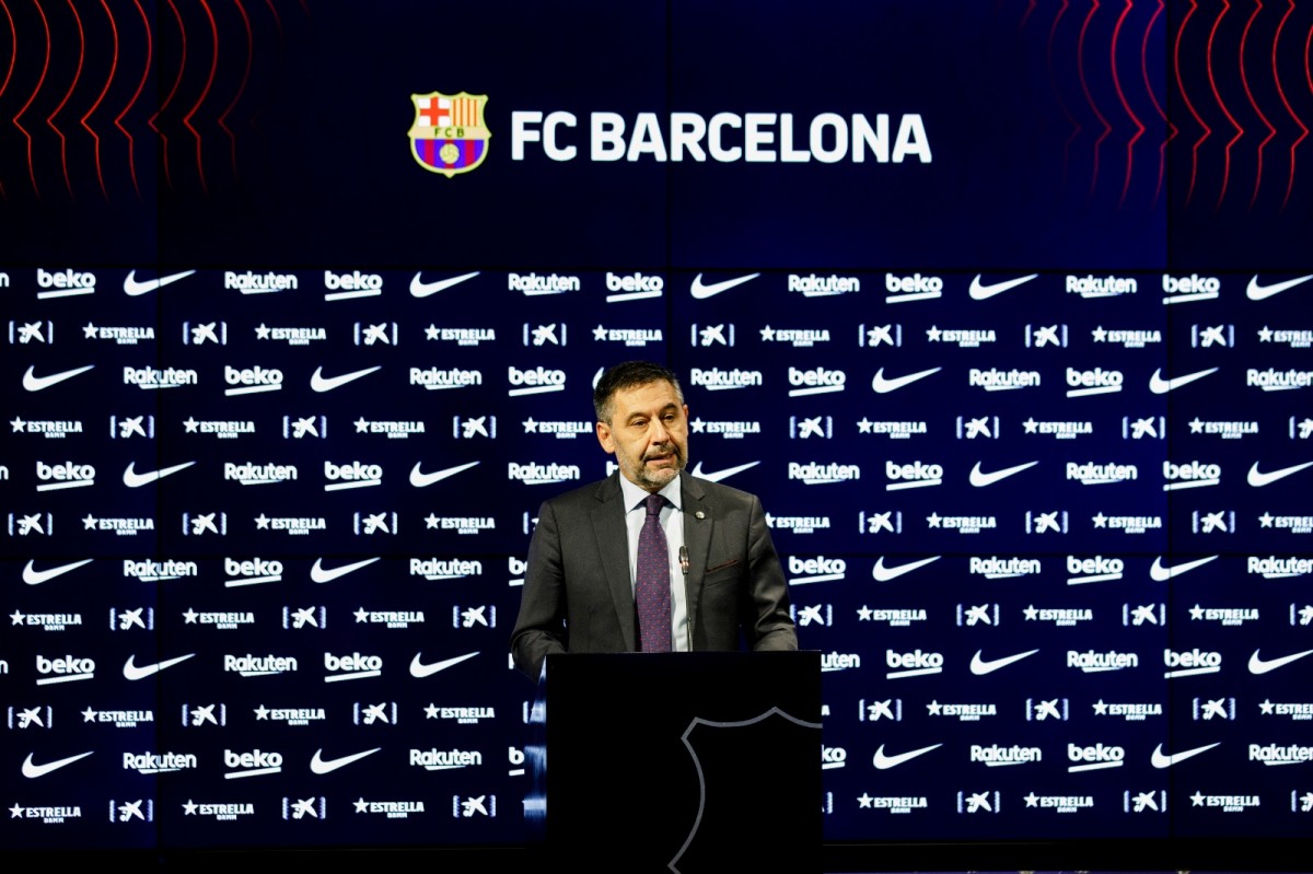Bartomeu, durant la roda de premsa en què comunicava la seva dimissió del Barça