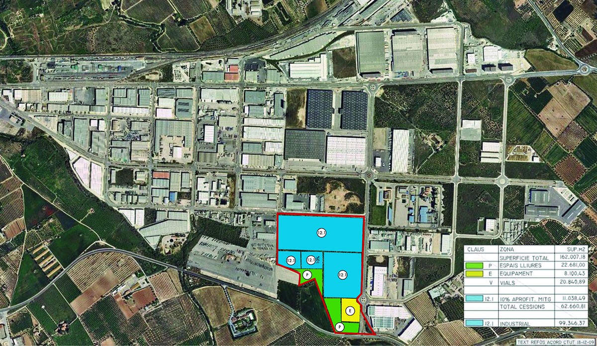 La ubicació dels terrenys al polígon industrial de Constantí.