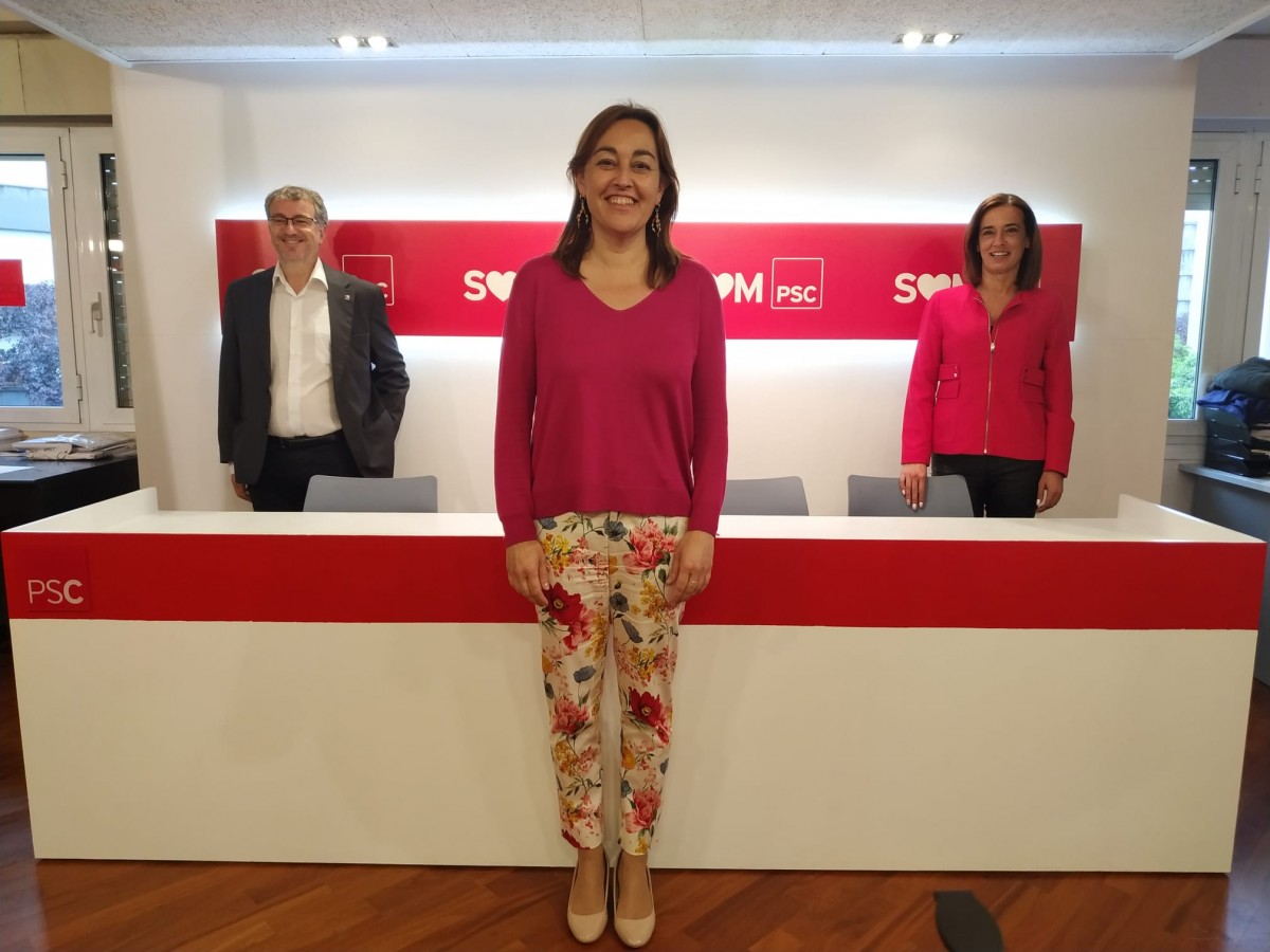 Sílvia Paneque, Òscar Aparicio i Mònica Ríos a l'Oficina Parlamentària gironina del PSC.