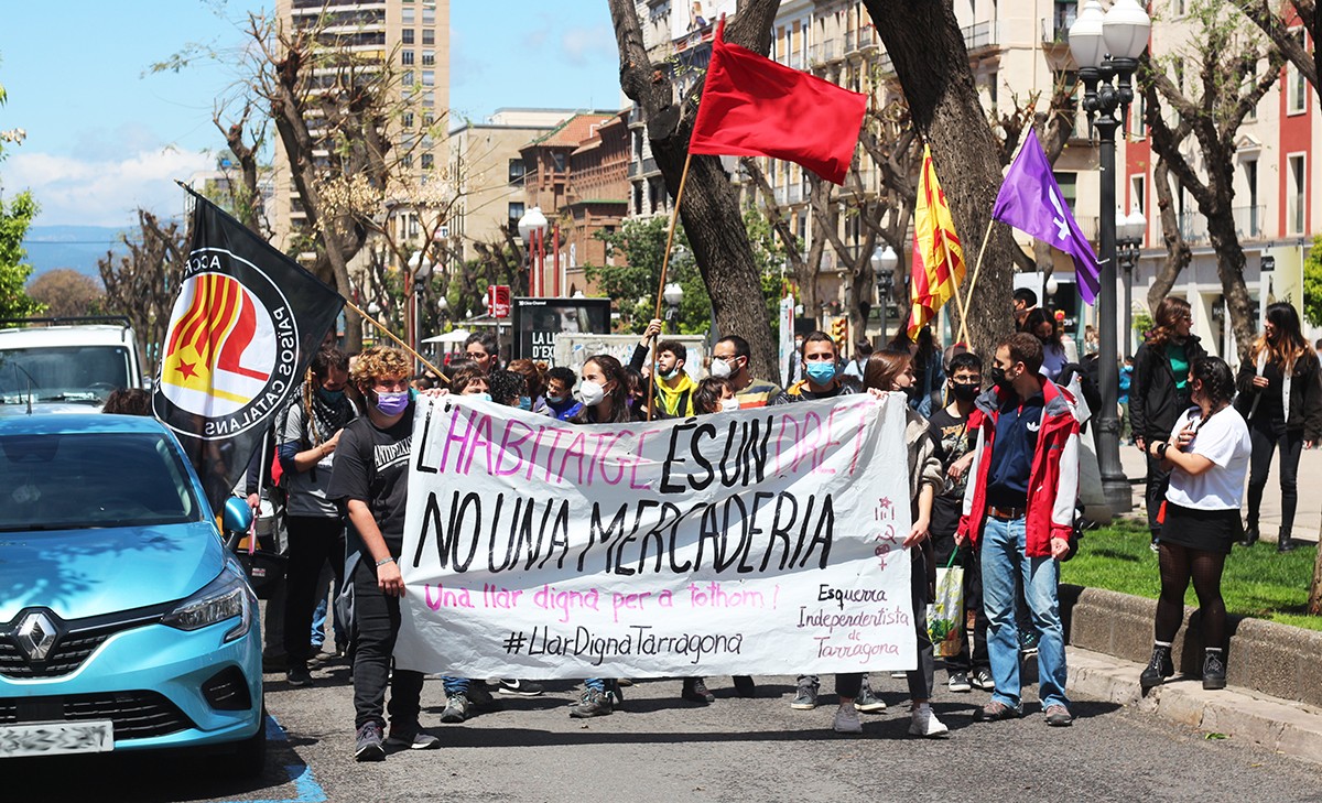 Imatge del Correbancs durant el Primer de maig a Tarragona, convocat per l'Esquerra Independentista.
