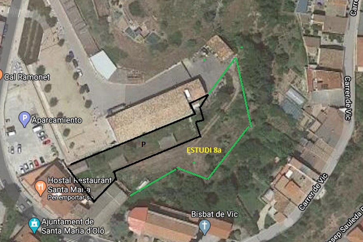 Pla detall del plànol on l'estudi situa la zona verda a Santa Maria d'Oló