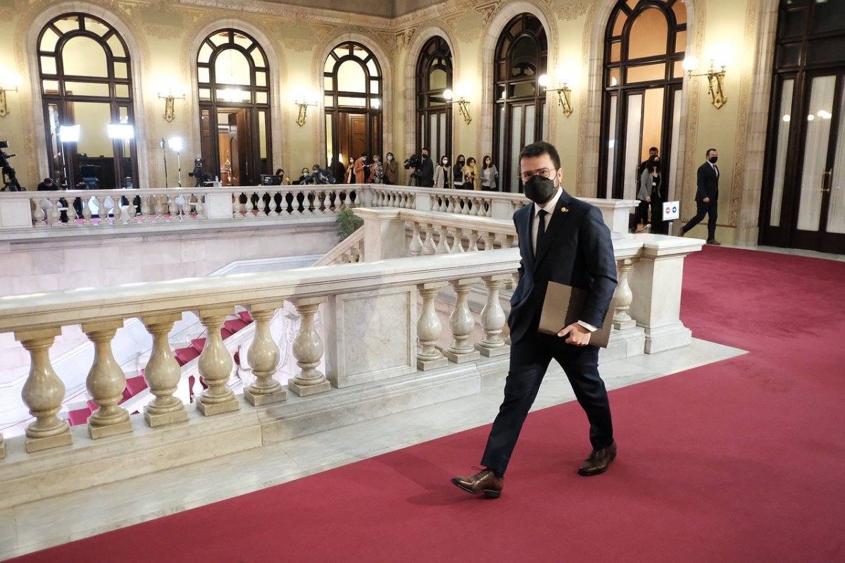 Pere Aragonès, al Parlament durant la sessió d'investidura