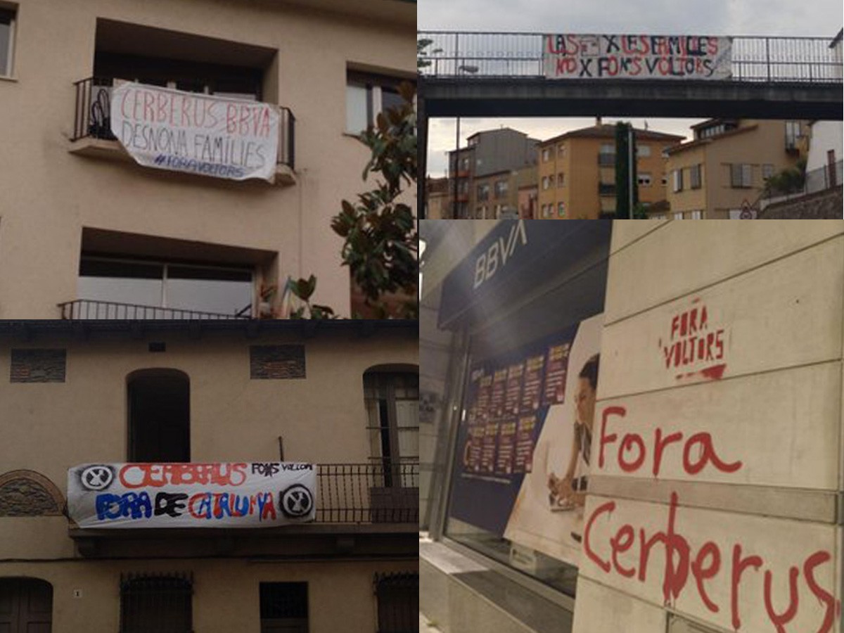 Imatges de diverses accions de col·lectius d'habitatge contra Cerberurs