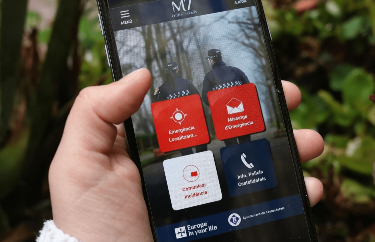 Imatge de l'aplicació mòbil M7 Citizen Security, que ja es pot fer servir a Olot.