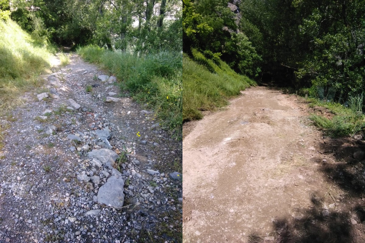 Comparativa del camí abans (esquerra) i millorat (dreta)