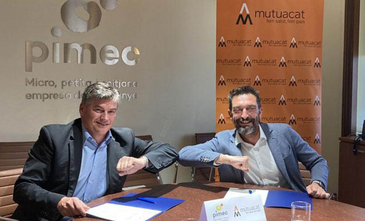 Signatura de l'acord entre Pimec i Mutuacat