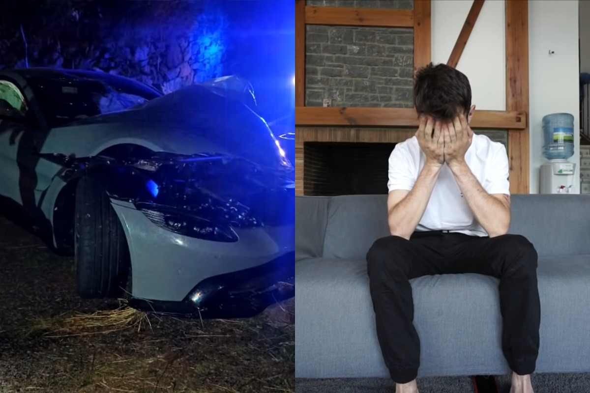 El vehicle accidentat i el youtuber Salva, al vídeo on explica què ha passat