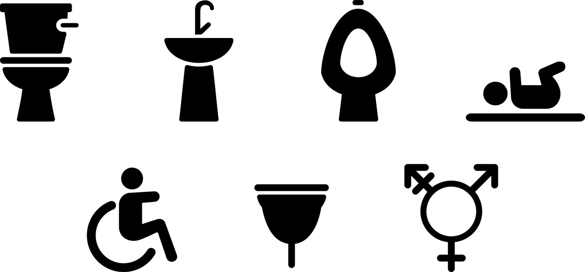 Els set pictogrames que es podran trobar en els lavabos públics de Manresa