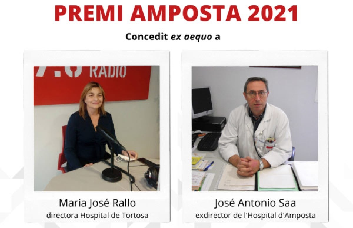 La doctora Maria José Rallo i el doctor José Antonio Saa reben el Premi Amposta 2020 per la seua gestió durant la pandèmia 