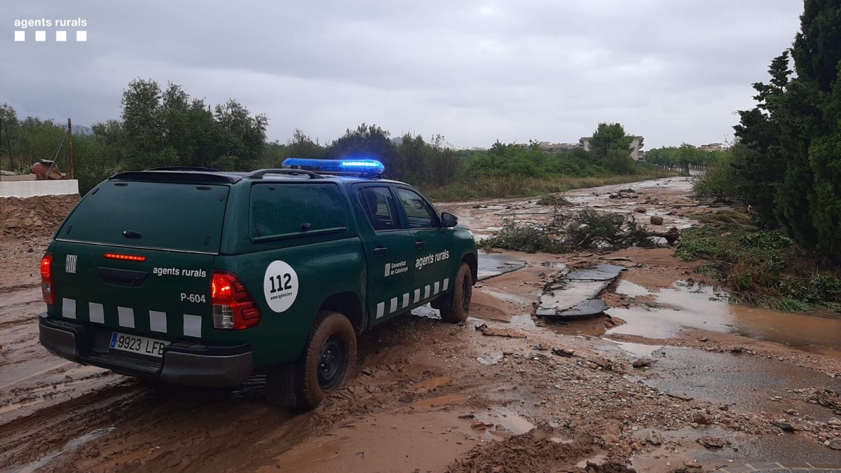 Els agents rurals han tancat camins afectats per la pluja torrencial a les Terres de l'Ebre 