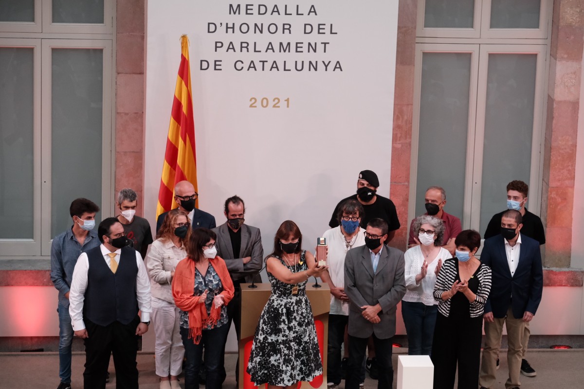 La presidenta del Parlament, Laura Borràs, en l'acte de lliurament de la Medalla d'Honor a les ''víctimes de la repressió''
