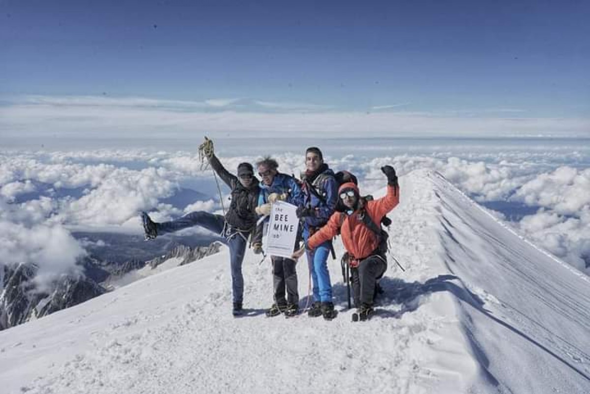 Imatge de l'equip a la cima del Mont Blanc