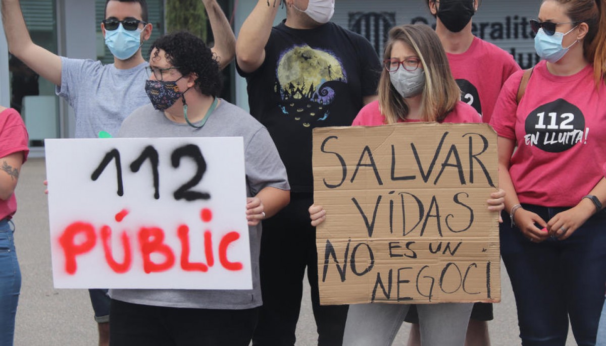 Treballadors del 112, en una imatge d'arxiu, durant una protesta