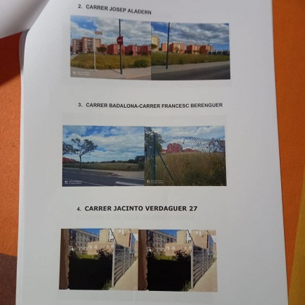 Imatge de la instància en la qual es demanava la neteja de diferents solars i finques al municipi