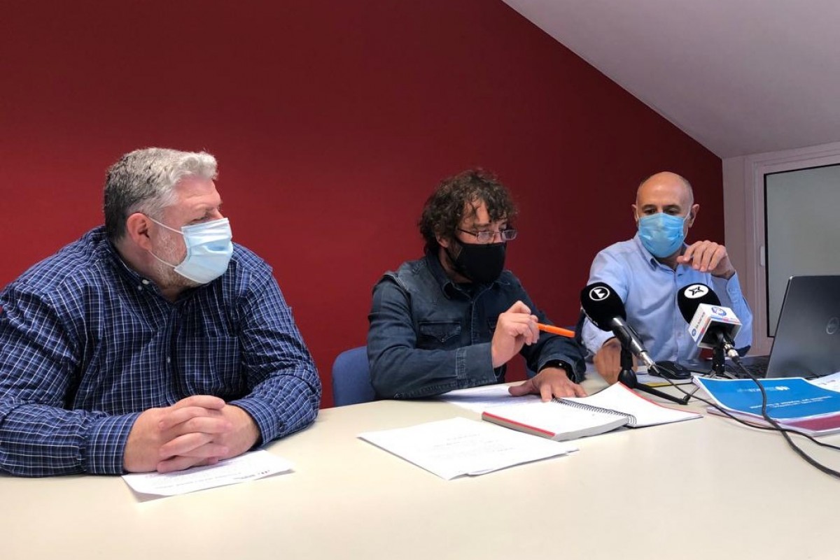 Josep Campos, Eduard Coronado i Moisès Masanas en roda de premsa