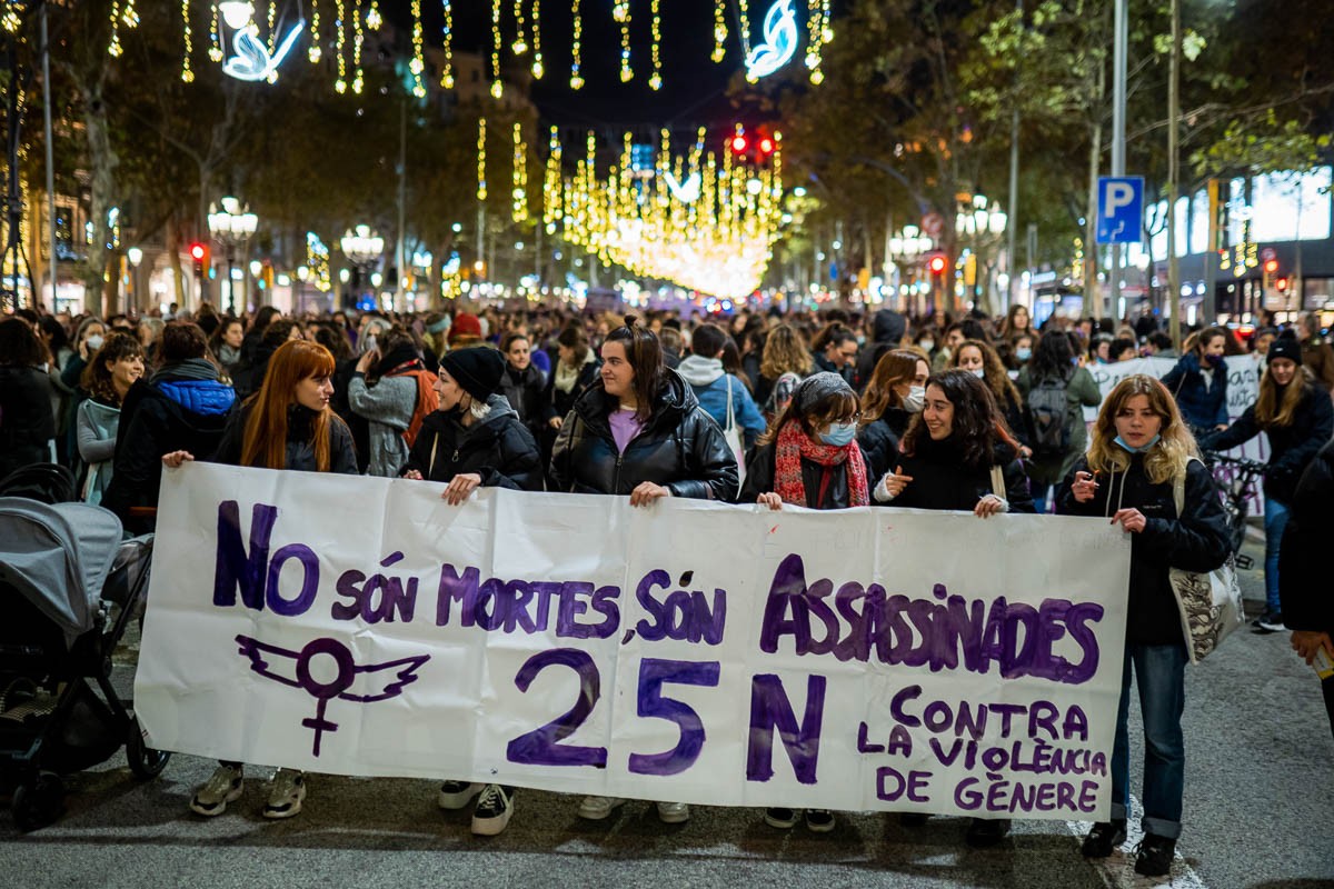 Manifestació contra la violència masclista a Barcelona.
