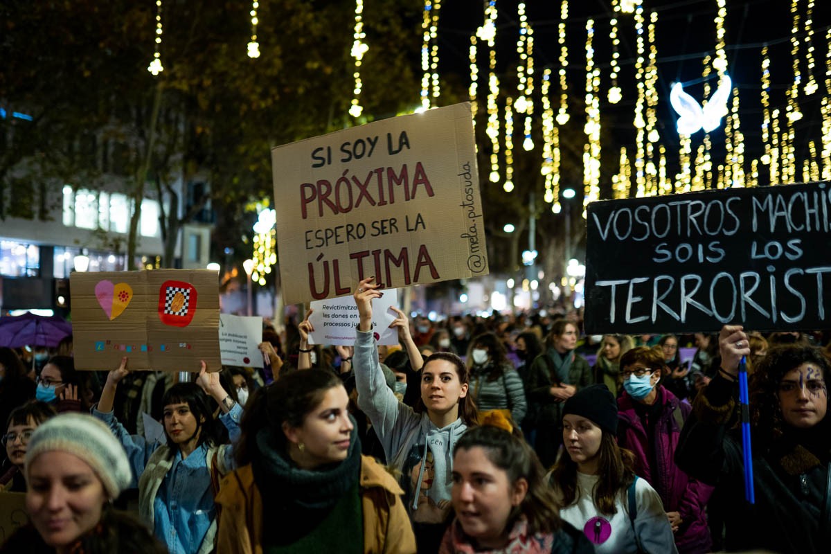 Manifestació contra la violència masclista, a Barcelona.