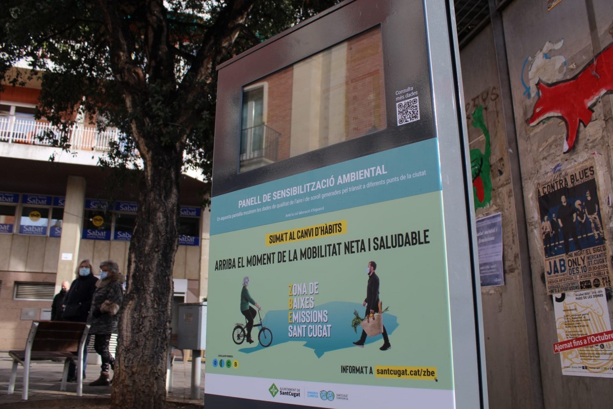 Imatge del panell ubicat a la plaça dels Quatre Cantons