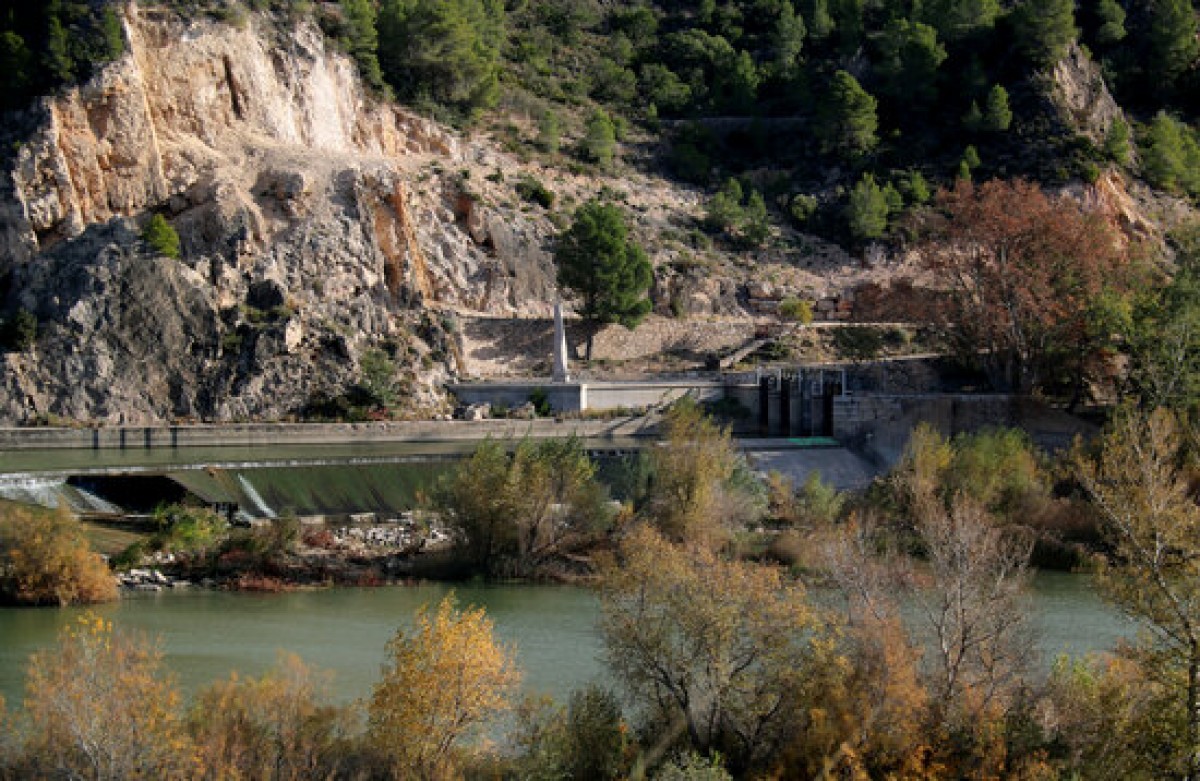 Pla general de la central hidroelèctrica de l’empresa Sercosa, a l'assut de Xerta. 