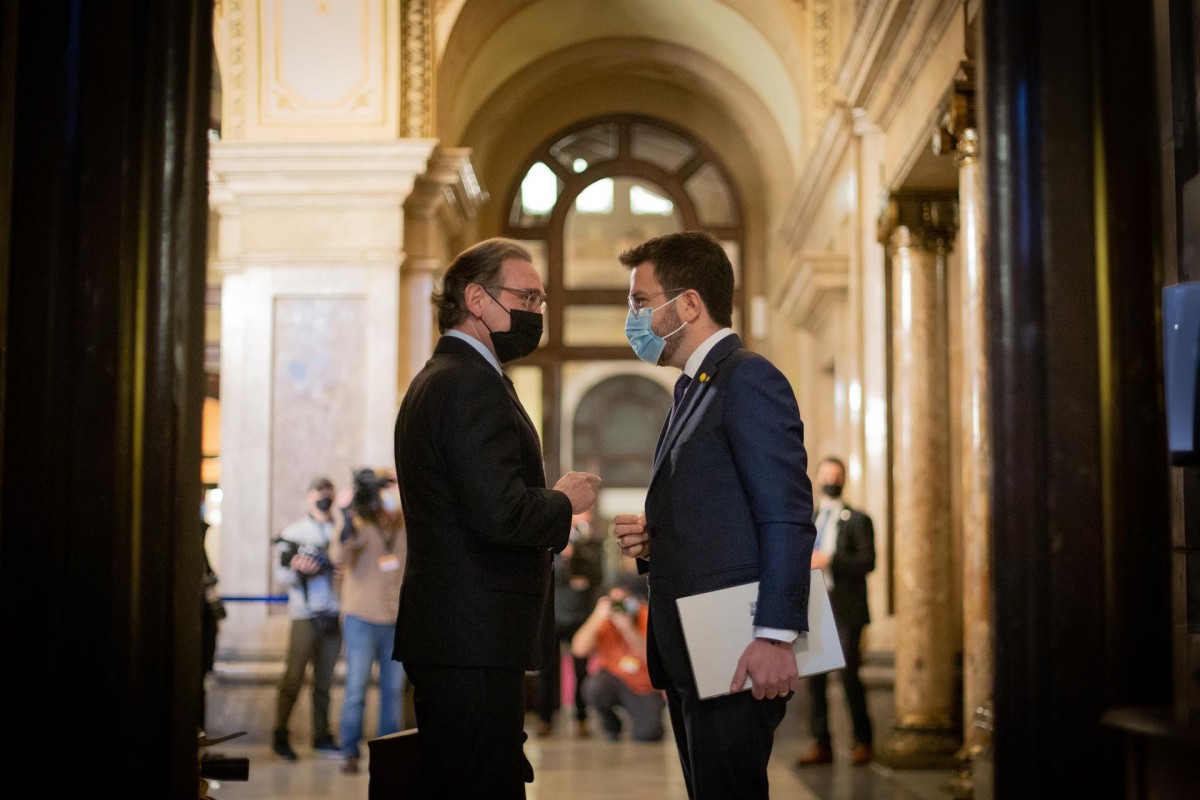 Jaume Giró i Pere Aragonès, en una imatge d'arxiu al Parlament.