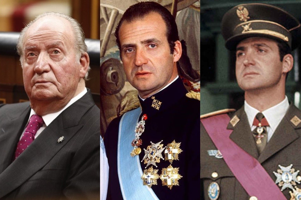 Tres moments de la vida de Joan Carles de Borbó.