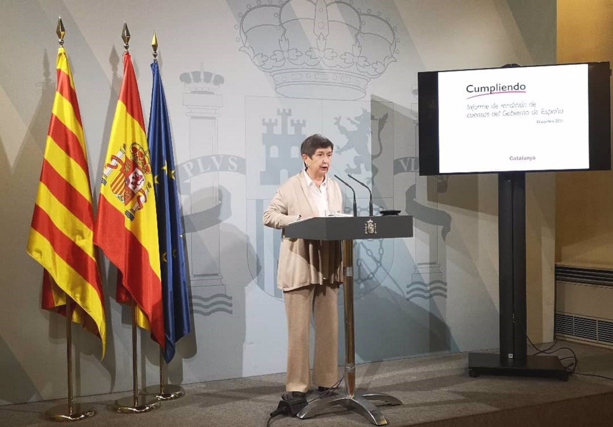 La delegada del govern espanyol a Catalunya, Teresa Cunillera, en roda de premsa