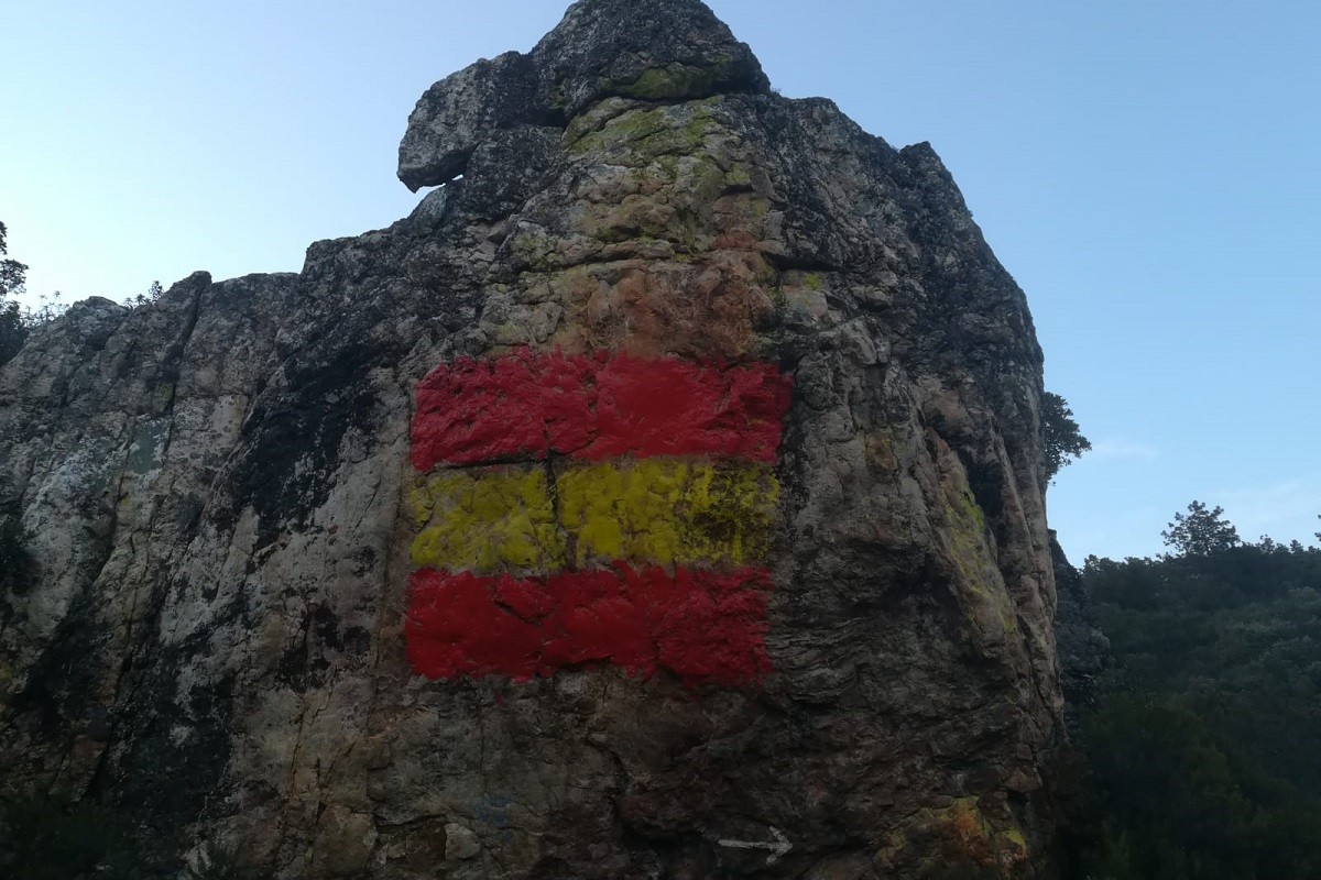 La bandera espanyola pintada sobre les pintures de 6.000 anys d'antiguitat