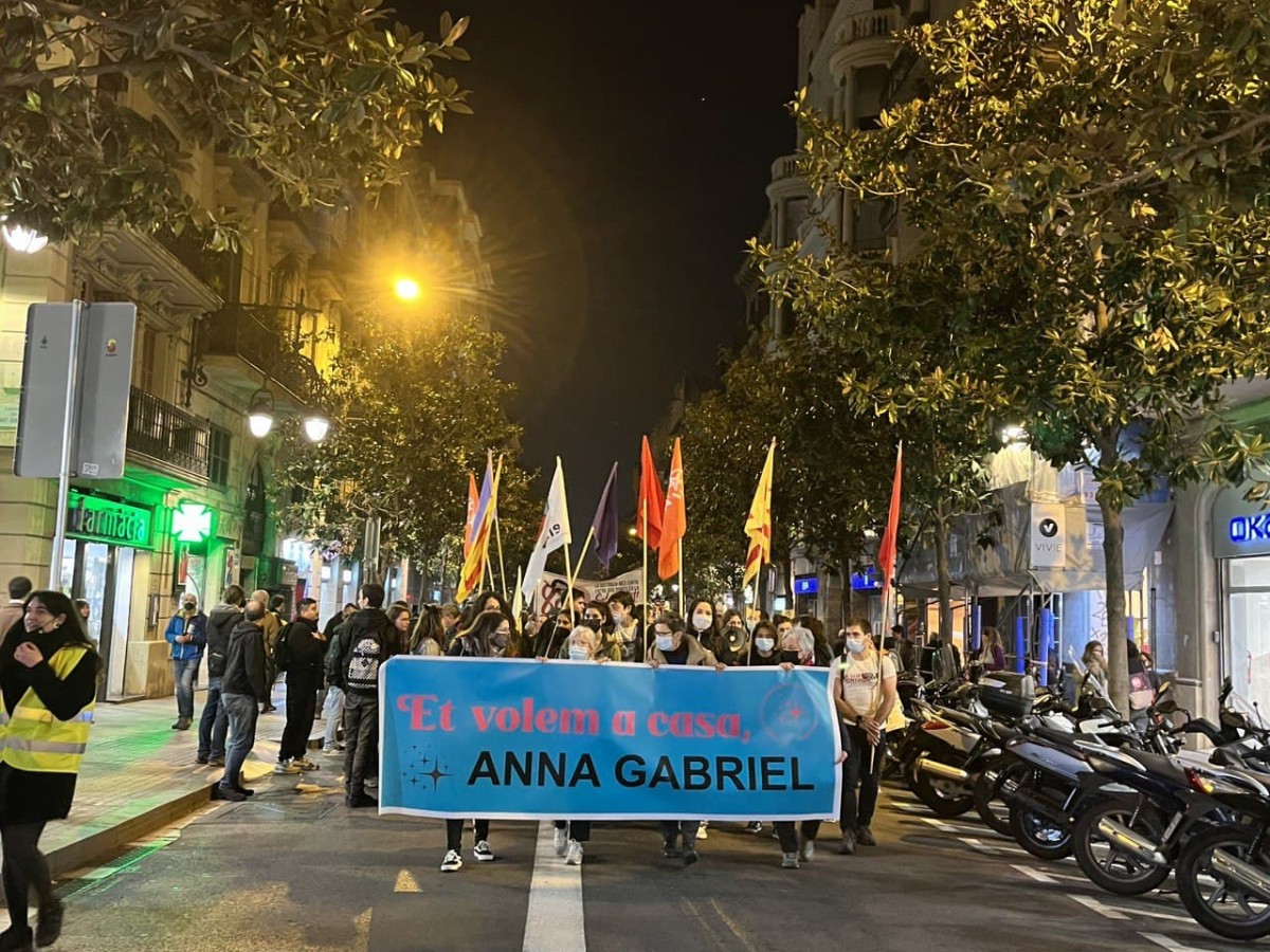La manifestació d'aquest divendres a Gràcia pel retorn d'Anna Gabriel