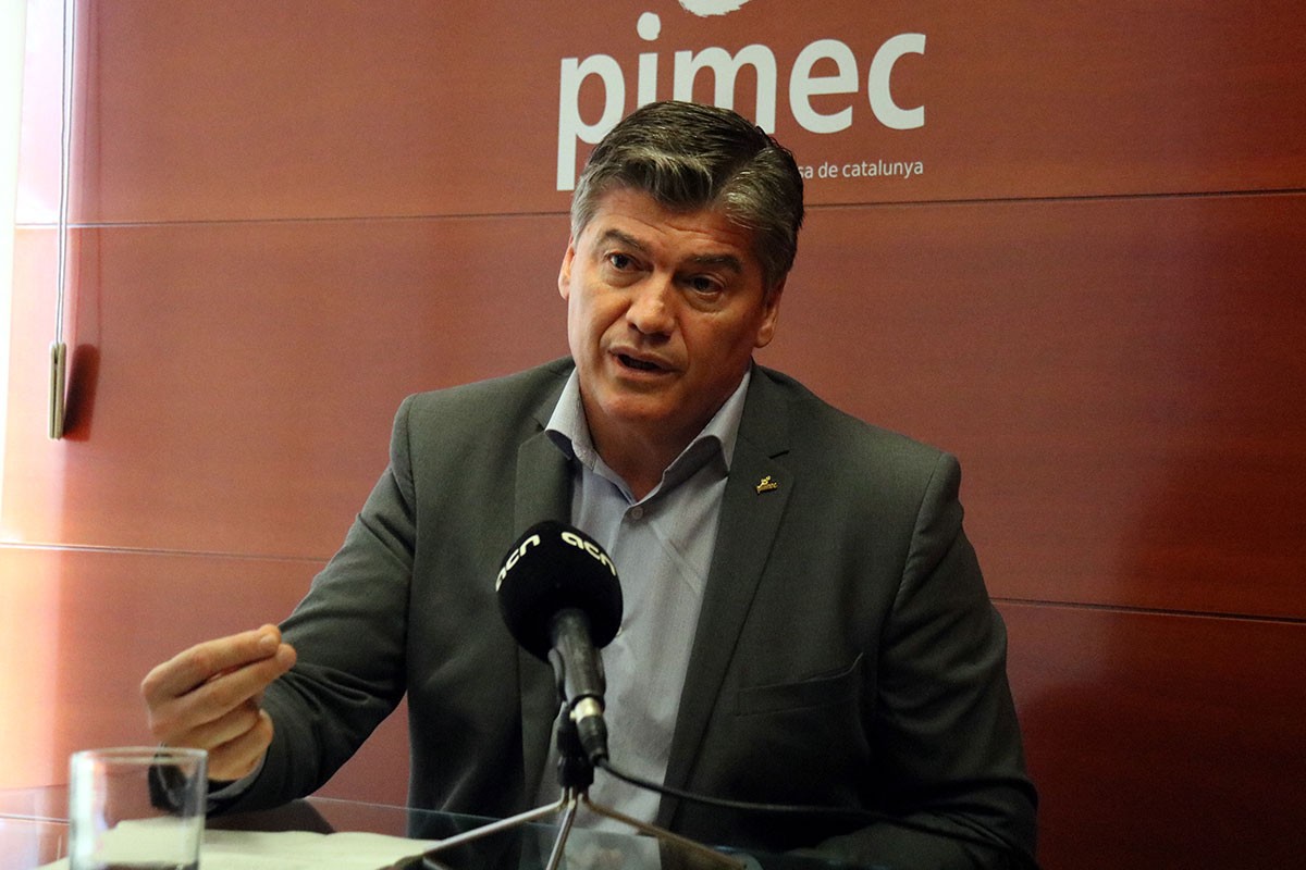 El president de PIMEC, Antoni Cañete, a l'entrevista a l'ACN
