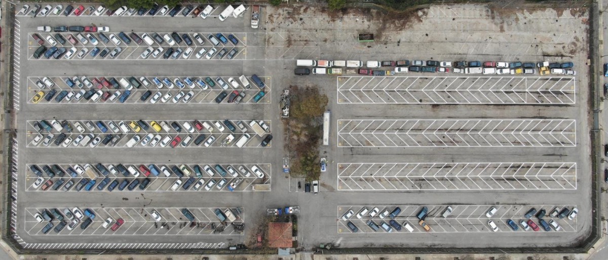 Una vista aèria del dipòsit municipal de vehicles de Reus 