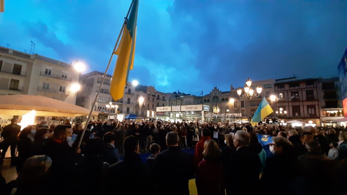 Concentració al Mercadal de Reus, el passat dimarts, en suport al poble ucraïnès