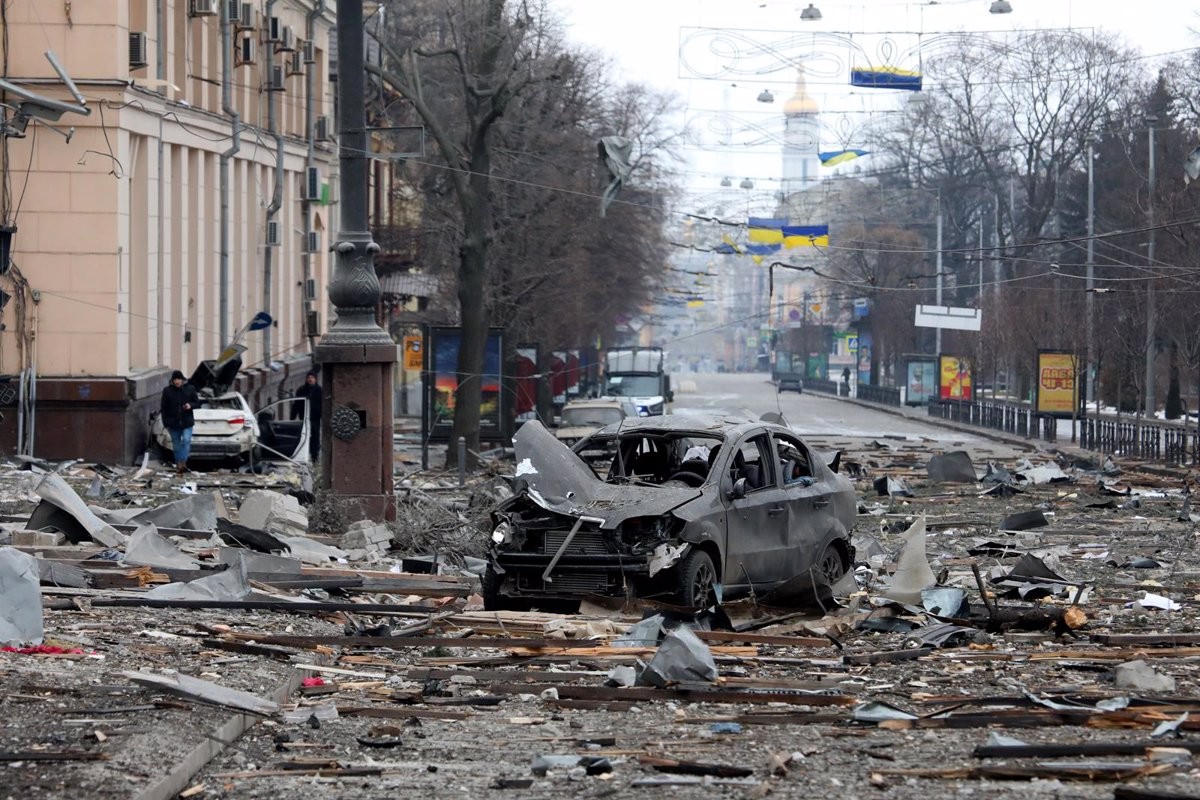 La ciutat de Mariúpol, afectada pels bombardeigs russos.